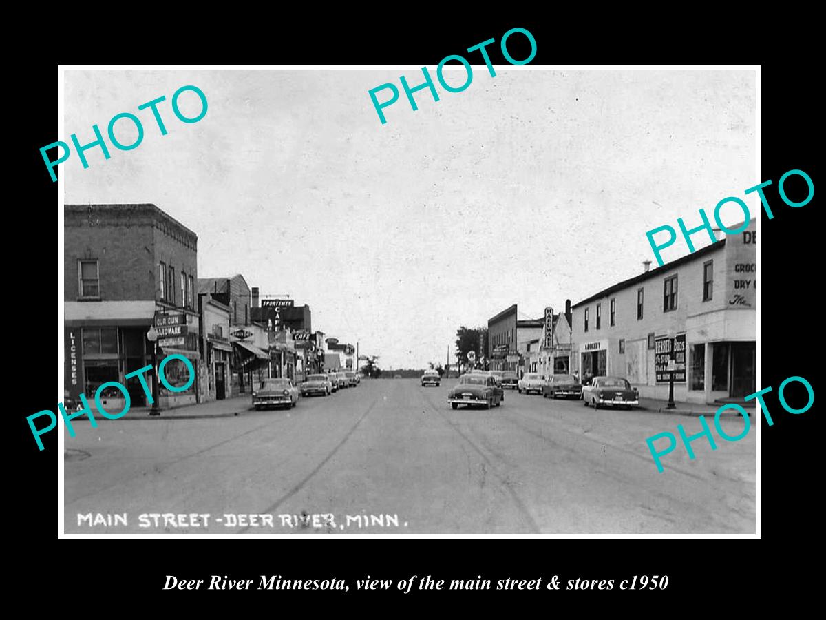 OLD LARGE HISTORIC PHOTO OF DEER RIVER MINNESOTA, MAIN STREET & STORES c1950 1