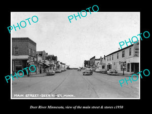 OLD LARGE HISTORIC PHOTO OF DEER RIVER MINNESOTA, MAIN STREET & STORES c1950 1