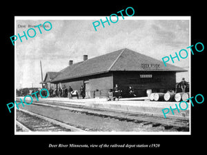 OLD LARGE HISTORIC PHOTO OF DEER RIVER MINNESOTA, RAILROAD DEPOT STATION c1920