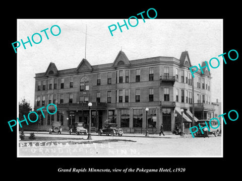 OLD LARGE HISTORIC PHOTO OF GRAND RAPIDS MINNESOTA, THE POKEGAMA HOTEL c1920