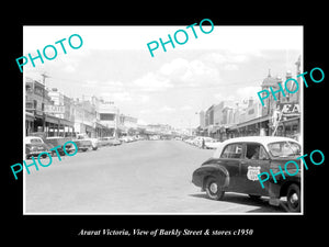 OLD LARGE HISTORIC PHOTO OF ARARAT VICTORIA, VIEW OF BARKLY ST & STORES c1950