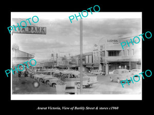 OLD LARGE HISTORIC PHOTO OF ARARAT VICTORIA, VIEW OF BARKLY ST & STORES c1960