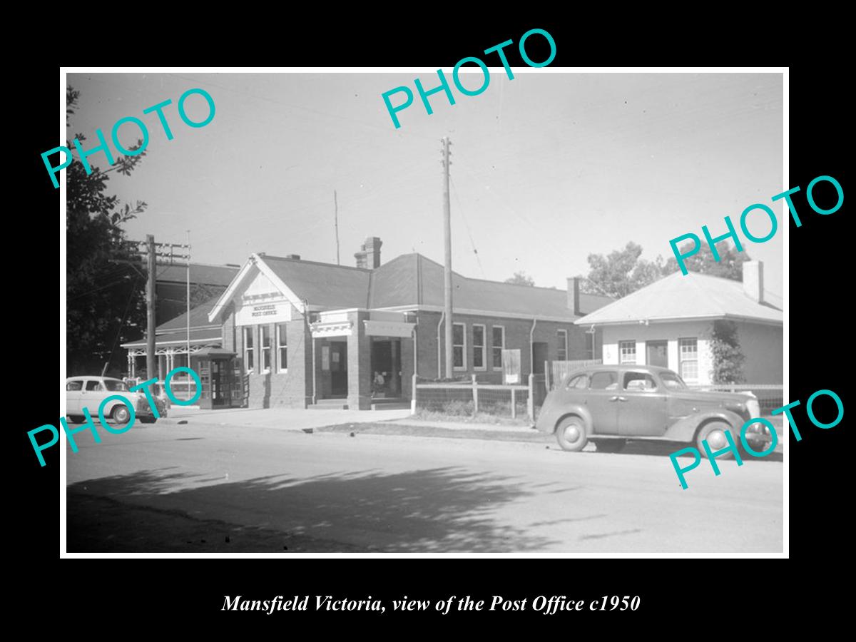 OLD LARGE HISTORIC PHOTO OF MANSFIELD VICTORIA, VIEW OF THE POST OFFICE c1950