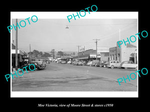 OLD LARGE HISTORIC PHOTO OF MOE VICTORIA, VIEW OF MOORE St & STORES c1960