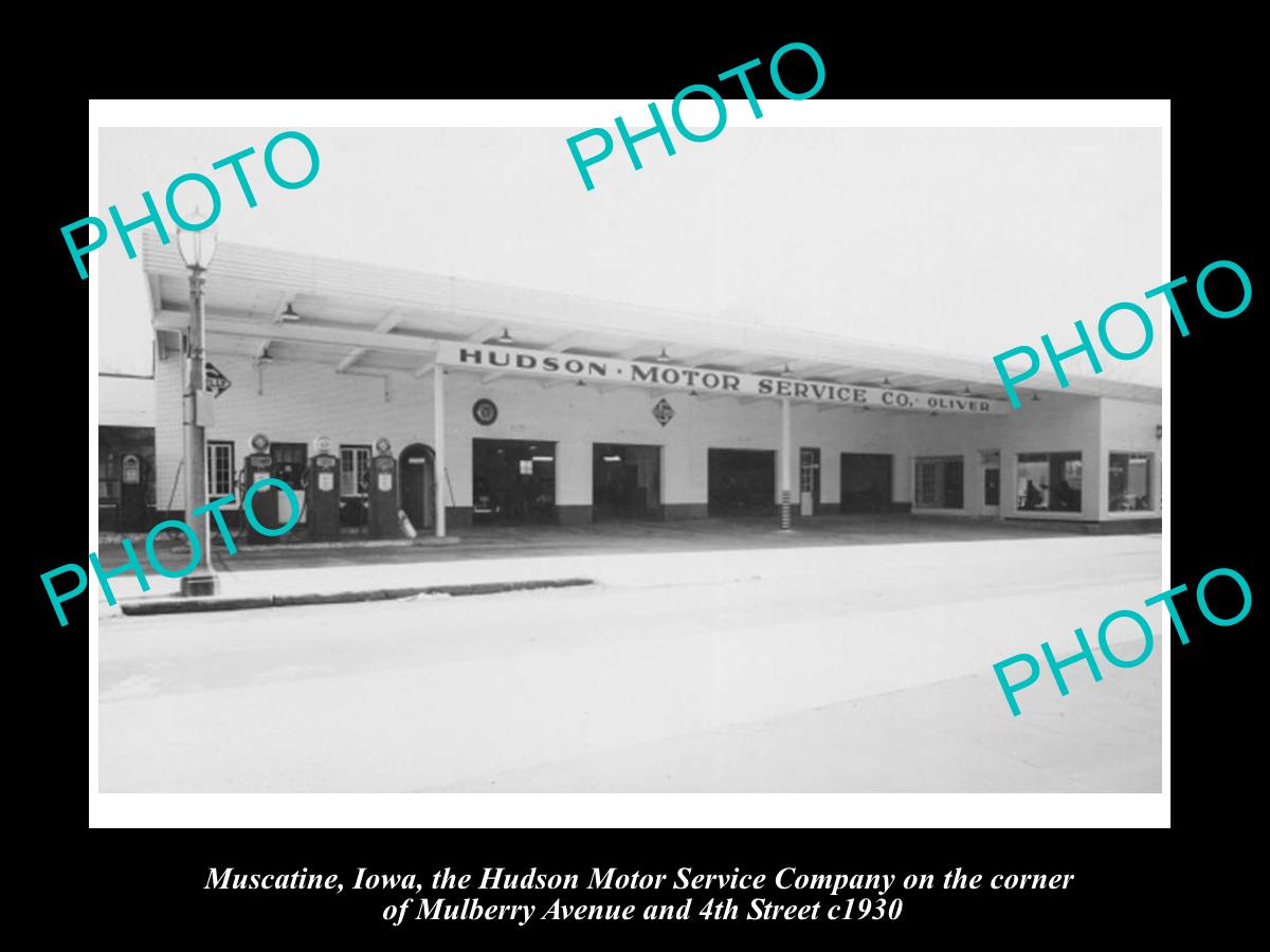 OLD LARGE HISTORIC PHOTO MUSCATINE IOWA, THE HUDSON MOTOR Co STORE c1930