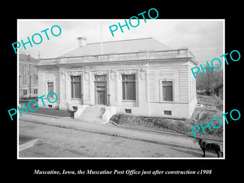 OLD LARGE HISTORIC PHOTO MUSCATINE IOWA, VIEW OF THE POST OFFICE c1908