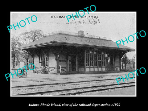 OLD LARGE HISTORIC PHOTO OF AUBURN RHODE ISLAND, THE RAILROAD DEPOT STATION 1920