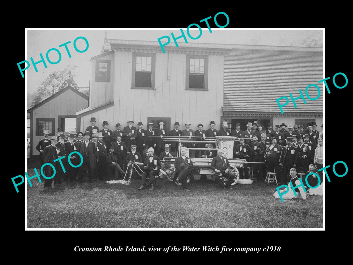 OLD LARGE HISTORIC PHOTO OF CRANSTON RHODE ISLAND, WATER WITCH FIRE CREW 1910