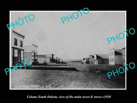 OLD LARGE HISTORIC PHOTO OF COLOME SOUTH DAKOTA, VIEW OF MAIN St & STORES c1910