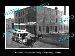 OLD LARGE HISTORIC PHOTO MUSCATINE IOWA, THE BARRY MANUFACTURING Co c1890