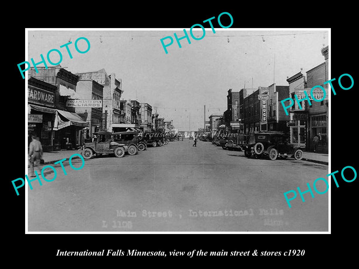 OLD LARGE HISTORIC PHOTO OF INTERNATIONAL FALLS MINNESOTA, THE MAIN St c1920