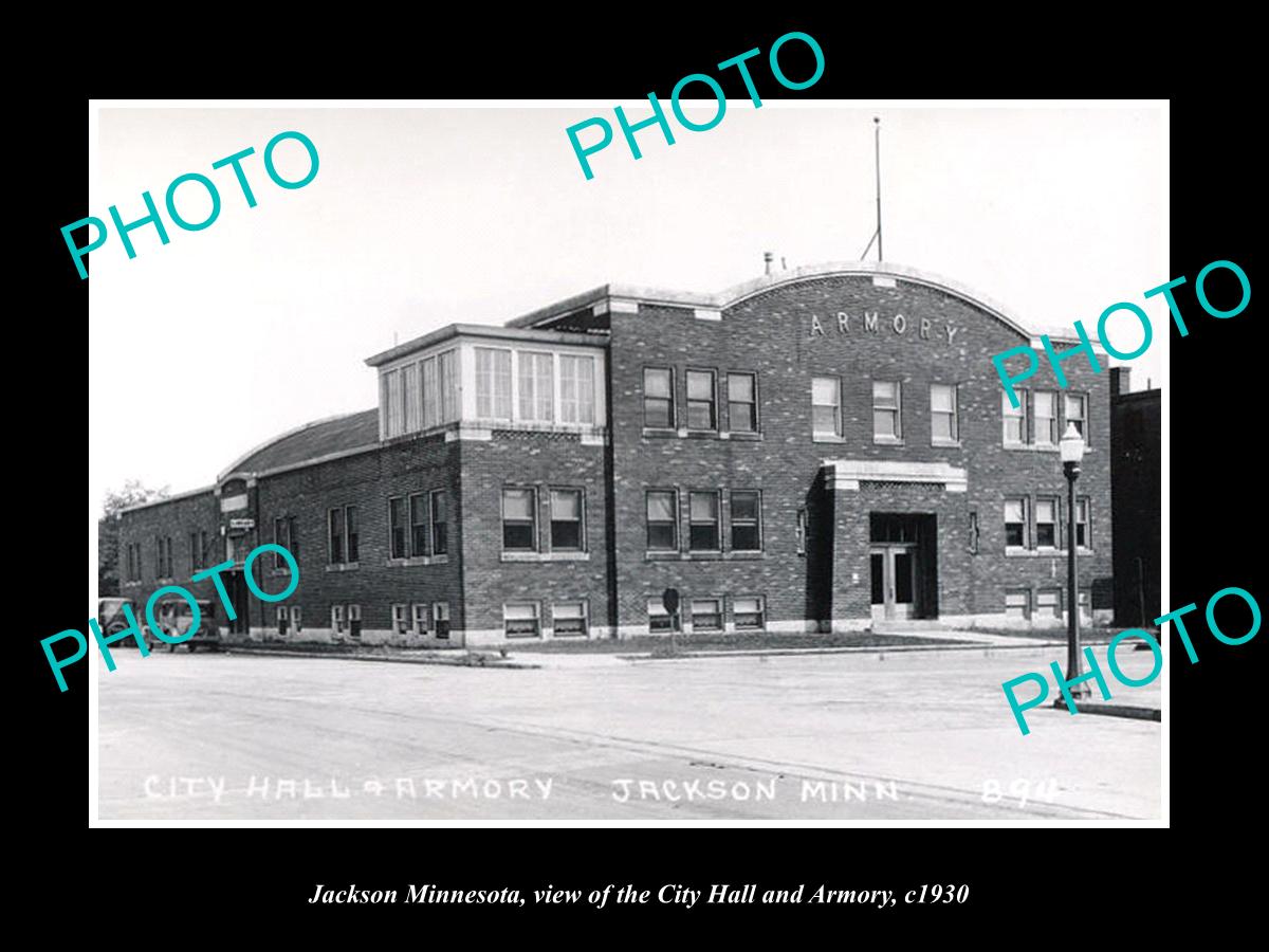 OLD LARGE HISTORIC PHOTO OF JACKSON MINNESOTA, THE CITY HALL & ARMORY c1920