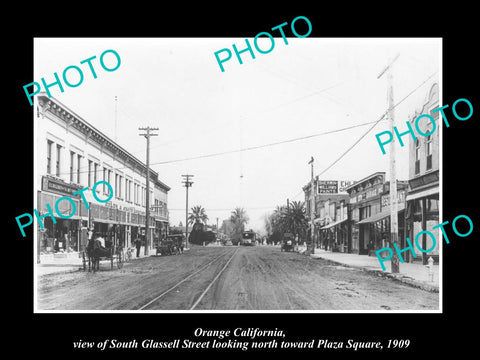 OLD LARGE HISTORIC PHOTO ORANGE CALIFORNIA, VIEW OF SOUTH GLASSELL St c1909