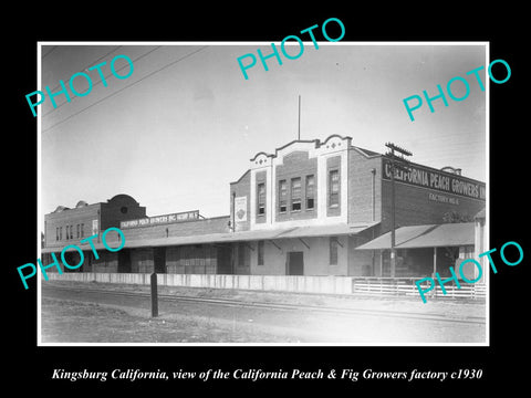 OLD LARGE HISTORIC PHOTO OF KINGSBURG CALIFORNIA, THE PEACH & FIG FACTORY c1930