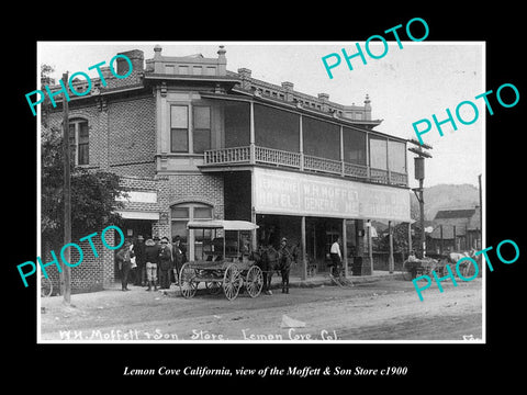 OLD LARGE HISTORIC PHOTO OF LEMON COVE CALIFORNIA, THE MOFFERT STORE c1900