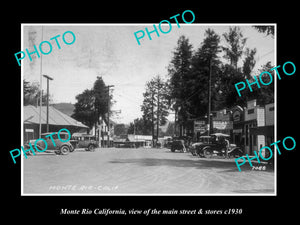 OLD LARGE HISTORIC PHOTO OF MONTE RIO CALIFORNIA, THE MAIN ST & STORES c1930