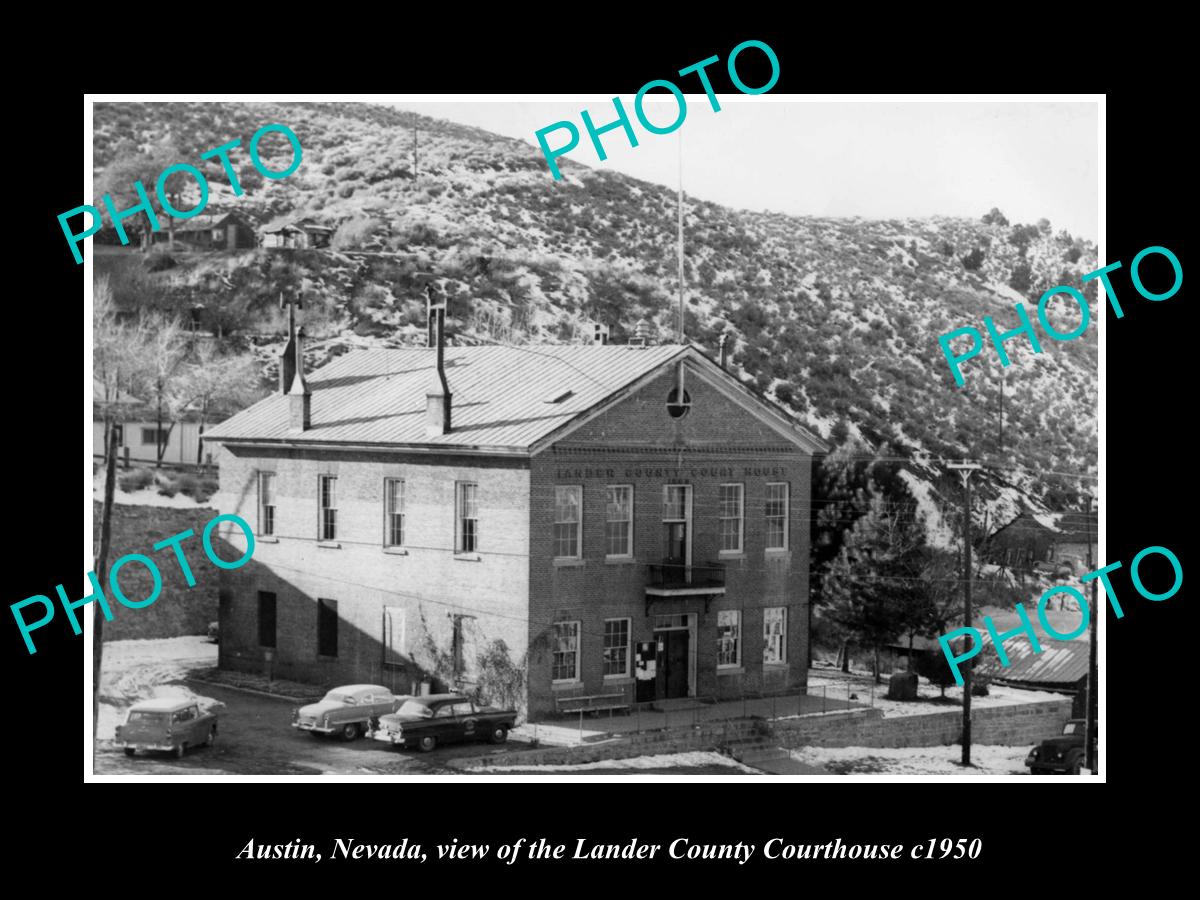 OLD LARGE HISTORIC PHOTO OF AUSTIN NEVADA, THE LANDER COUTY COURT HOUSE c1950