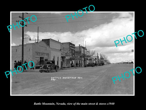 OLD LARGE HISTORIC PHOTO OF BATTLE MOUNTAIN NEVADA, THE MAIN St & STORES c1940 2