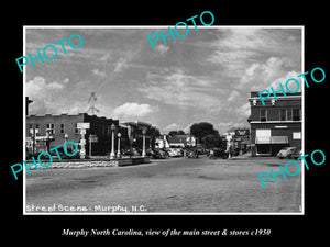 OLD LARGE HISTORIC PHOTO OF MURPHY NORTH CAROLINA, THE MAIN St & STORES c1950 2