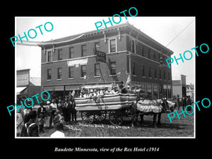 OLD LARGE HISTORIC PHOTO OF BAUDETTE MINNESOTA, VIEW OF THE REX HOTEL c1914