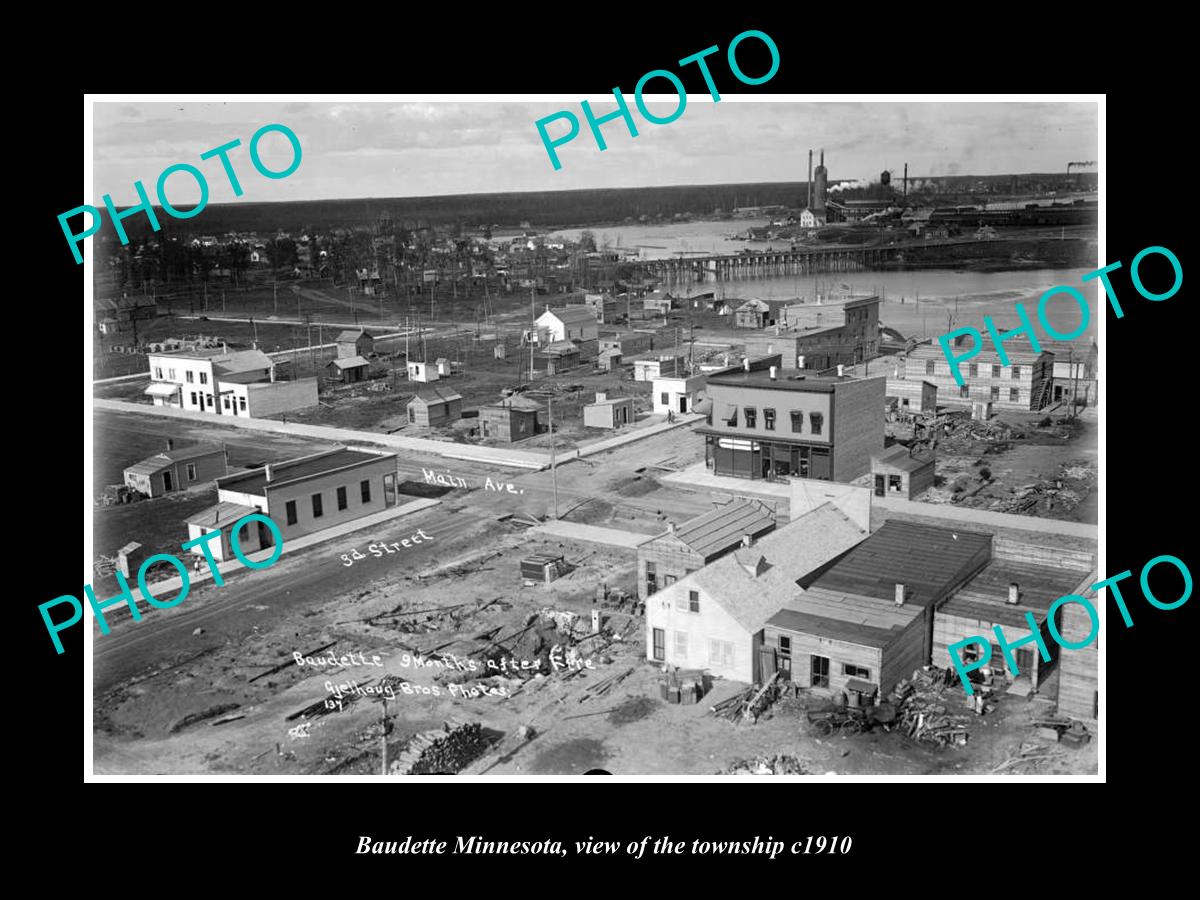 OLD LARGE HISTORIC PHOTO OF BAUDETTE MINNESOTA, VIEW OF THE TOWNSHIP c1910