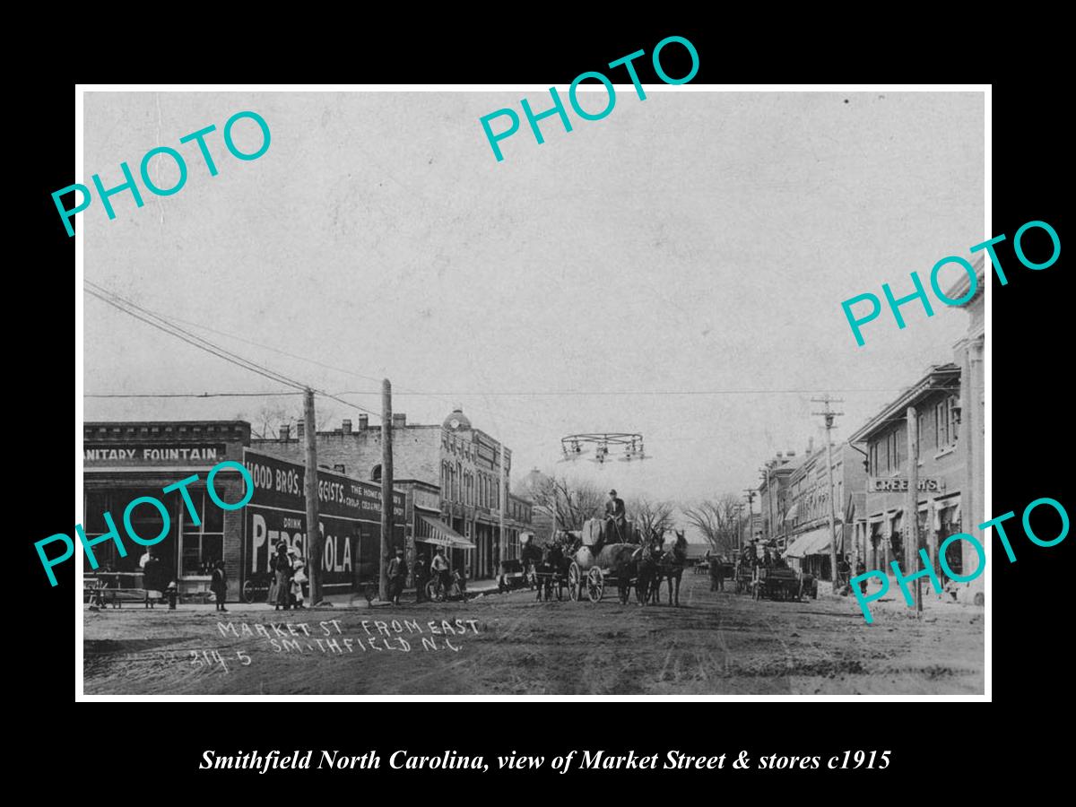 OLD LARGE HISTORIC PHOTO OF SMITHFIELD NORTH CAROLINA, MAIN St & STORES c1915