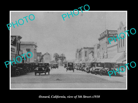 OLD LARGE HISTORIC PHOTO OXNARD CALIFORNIA, VIEW OF 5th STREET c1930