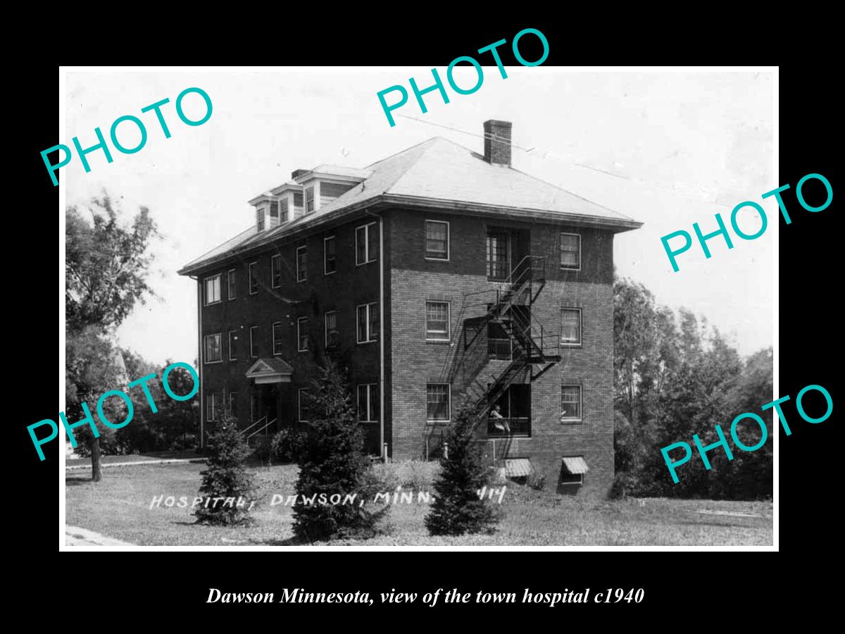 OLD LARGE HISTORIC PHOTO OF DAWSON MINNESOTA, THE TOWN HOSPITAL c1940