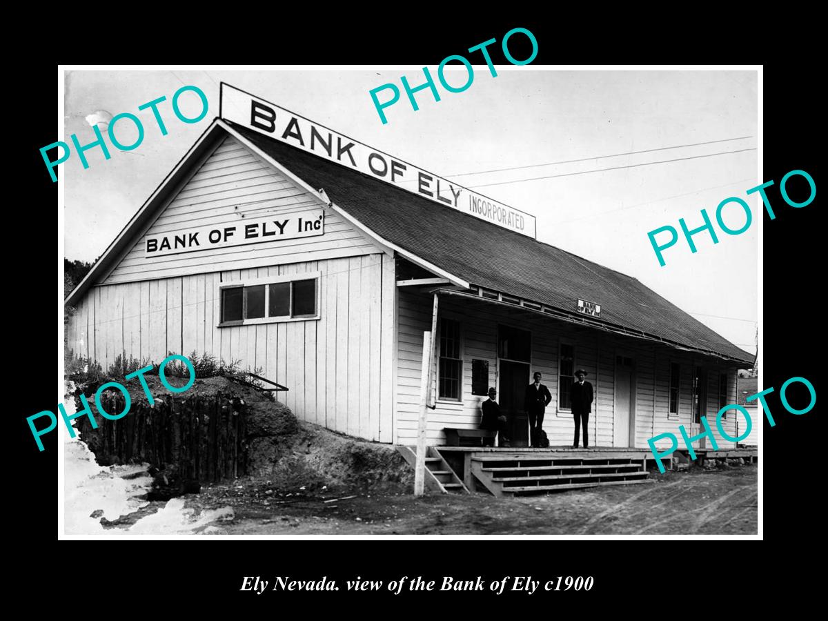 OLD LARGE HISTORIC PHOTO OF ELY NEVADA, VIEW OF THE BANK OF ELY c1900