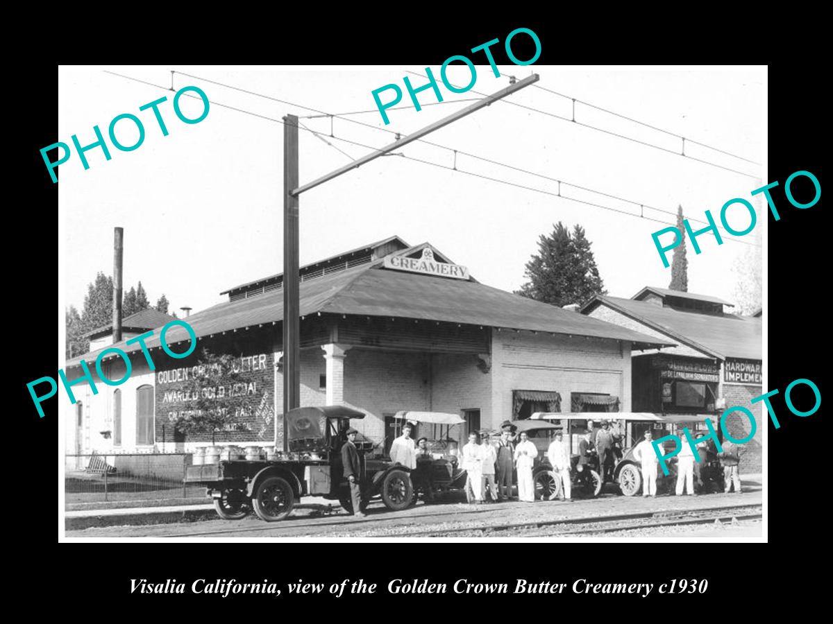 OLD LARGE HISTORIC PHOTO OF VISALIA CALIFORNIA, THE GOLDEN CROWN CREAMERY c1930