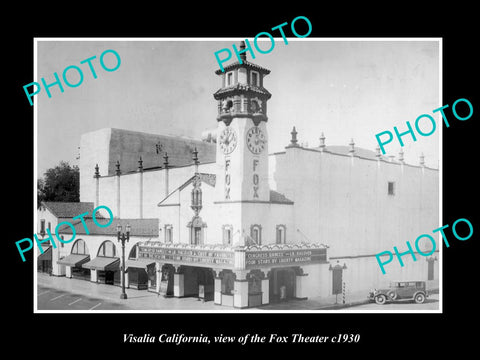 OLD LARGE HISTORIC PHOTO OF VISALIA CALIFORNIA, THE FOX THEATER BUILDING c1930