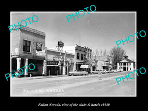 OLD LARGE HISTORIC PHOTO OF FALLON NEVADA, THE CLUBS & HOTELS c1940