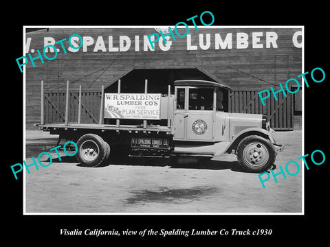 OLD LARGE HISTORIC PHOTO OF VISALIA CALIFORNIA, THE SPALDING LUMBER Co c1930