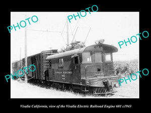 OLD LARGE HISTORIC PHOTO OF VISALIA CALIFORNIA, THE ELECTRIC RAILROAD CAR 1943