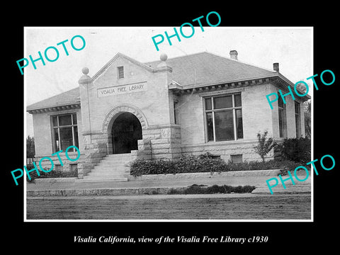 OLD LARGE HISTORIC PHOTO OF VISALIA CALIFORNIA, THE FREE LIBRARY BUILDING c1930