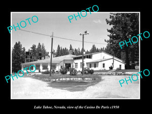 OLD LARGE HISTORIC PHOTO OF LAKE TAHOE NEVADA, VIEW OF THE CASINO DE PARIS c1950