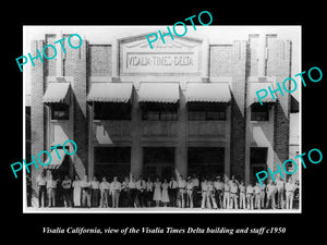 OLD LARGE HISTORIC PHOTO OF VISALIA CALIFORNIA, THE TIMES DELTA BUILDING c1950