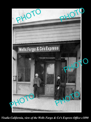 OLD LARGE HISTORIC PHOTO OF VISALIA CALIFORNIA, THE WELLS FARGO OFFICE c1890