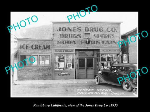 OLD LARGE HISTORIC PHOTO RANDSBURG CALIFORNIA, THE JONES DRUG Co STORE c1935