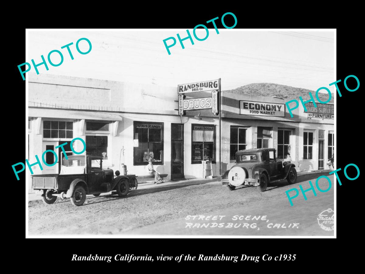 OLD LARGE HISTORIC PHOTO RANDSBURG CALIFORNIA, THE RANDSBURG DRUG Co STORE c1935