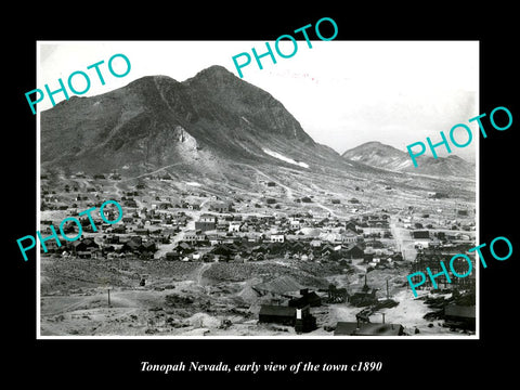 OLD LARGE HISTORIC PHOTO OF TONOPAH NEVADA, VIEW OF THE TOWN & MINES c1890