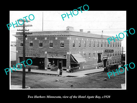 OLD LARGE HISTORIC PHOTO OF TWO HARBORS MINNESOTA, THE AGATE BAY HOTEL c1920