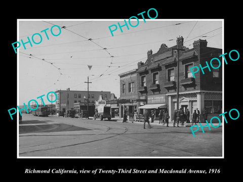 OLD LARGE HISTORIC PHOTO RICHMOND CALIFORNIA, VIEW OF 23rd & MacDONALD AVE c1916