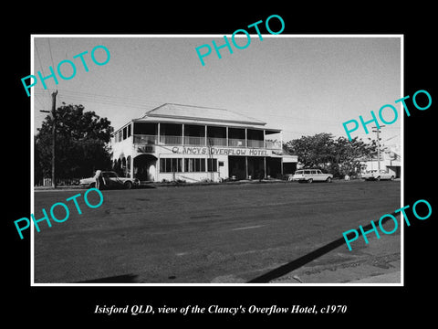 OLD LARGE HISTORIC PHOTO OF ISISFORD QUEENSLAND, CLANCYS OVERFLOW HOTEL c1970