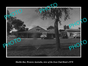 OLD LARGE HISTORIC PHOTO OF MARBLE BAR WEST AUSTRALIA, THE IRON CLAD HOTEL c1970