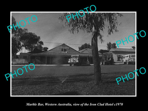 OLD LARGE HISTORIC PHOTO OF MARBLE BAR WEST AUSTRALIA, THE IRON CLAD HOTEL c1970