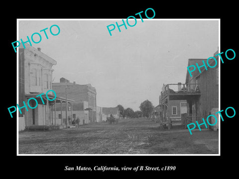 OLD LARGE HISTORIC PHOTO SAN MATEO CALIFORNIA, VIEW OF B STREET c1890