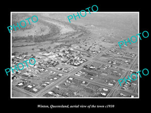 OLD LARGE HISTORIC PHOTO OF WINTON QUEENSLAND, AERIAL VIEW OF THE TOWN c1930