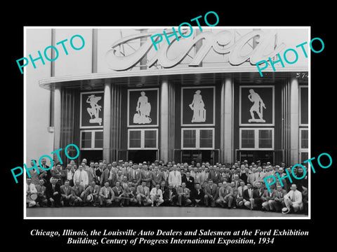 OLD LARGE HISTORIC PHOTO OF LOUISVILLE KENTUCKY, THE FORD MOTOR DEALERS c1934