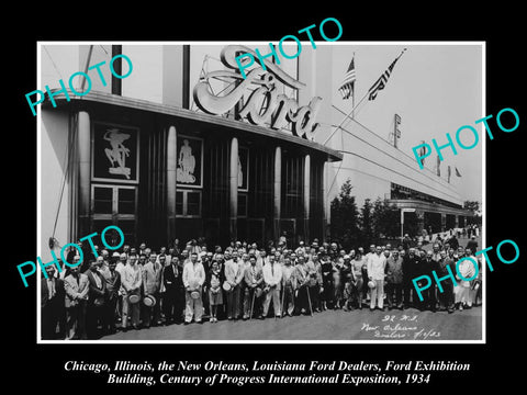 OLD LARGE HISTORIC PHOTO OF NEW ORLEANS LOUISIANA, THE FORD MOTOR DEALERS 1934